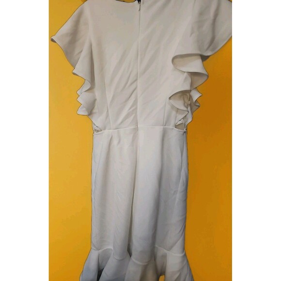 Selfie Leslie NWT New Frill Dress White Medium Mini Length Ruffle Ruffle B7 Nice - Picture 5 of 8